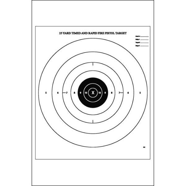25-Yard Timed and Rapid Fire Pistol Target on Heavy White Paper (B-8) - INVTACTICAL