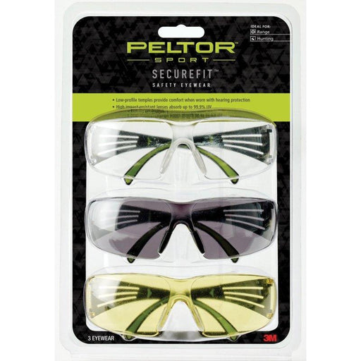 3M Peltor SecureFit 400, Anti-fog Glasses, Lightweight, Amber/Clear/Gray - INVTACTICAL