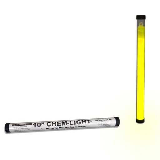 Cyalume 10"ChemLight Self-standing Light Baton - Case of 6 (each stick in an individual package) (Yellow) - 2 Hour (Case) - INVTACTICAL