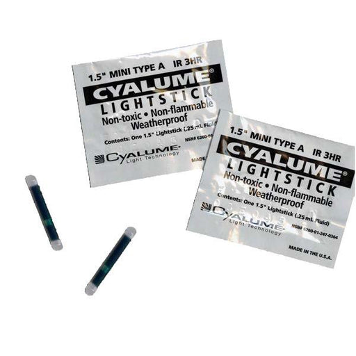 Cyalume 1.5" ChemLight Mini (Type A) - Case of 50 - Individually foiled (Infrared) - 3 Hour (Case) - INVTACTICAL
