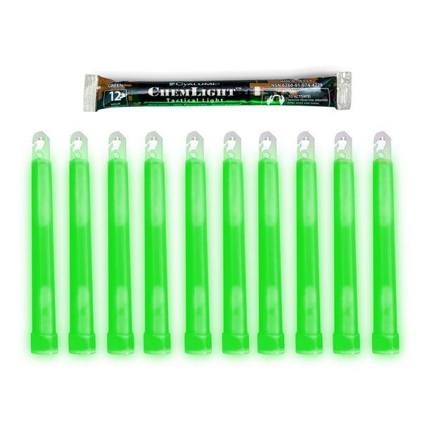 Cyalume 6" ChemLight - Case of 10 - Individually foiled (Green) - 12 Hour (Case) - INVTACTICAL