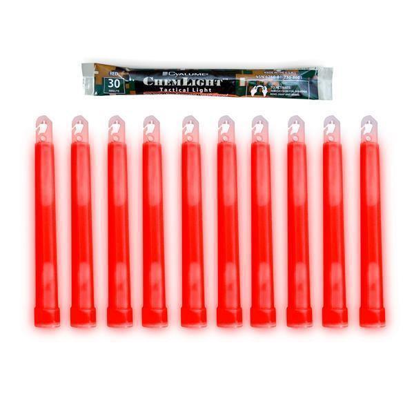 Cyalume 6" ChemLight - Case of 10 - Individually foiled (Red-HI) - 30 Min (Case) - INVTACTICAL