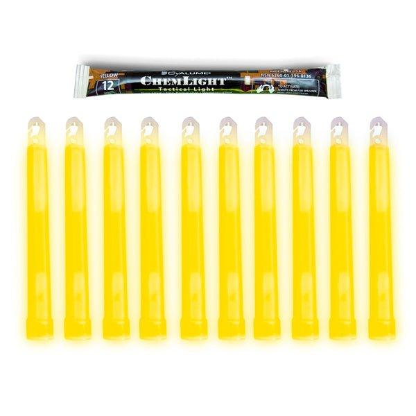 Cyalume 6" ChemLight - Case of 10 - Individually foiled (Yellow) - 12 Hour (Case) - INVTACTICAL