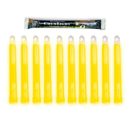 Cyalume 6" ChemLight - Case of 10 - Individually foiled (Yellow-HI) - 30 Min (Case) - INVTACTICAL