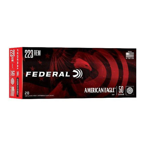 Federal American Eagle, 223REM, 50 Grain, Jacketed Hollow Point, 20 Round Box/ 25 BXS per case - INVTACTICAL