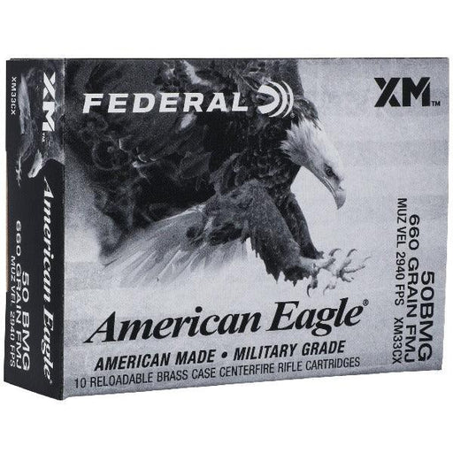 Federal American Eagle, 50 BMG, 660 Grain, Full Metal Jacket, 10 Round Box/10 BXS per case - INVTACTICAL