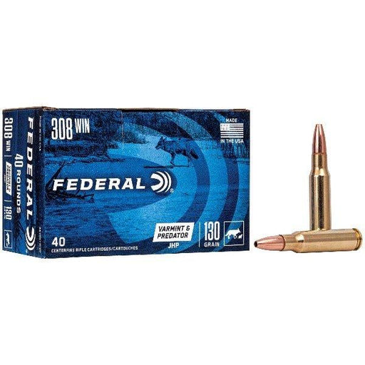 Federal American Eagle Varmint & Predator, 308 Win, 130 Grain, Jacketed Hollow Point, 40 Round Box/5 BXS per case - INVTACTICAL