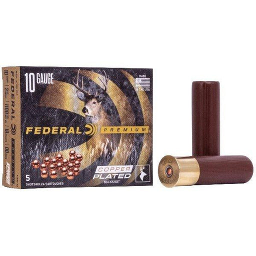 Federal Copper Plated Buckshot, 10 Gauge 3.5", 00 Buck, 2 1/4oz, 5 Round Box P108F00 (10 BXS PER CASE) - INVTACTICAL