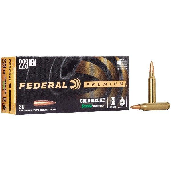Federal Gold Medal Match, 223 Remington, 69 Grain, Boat Tail Hollow Point, 20 Round Box GM223M - INVTACTICAL