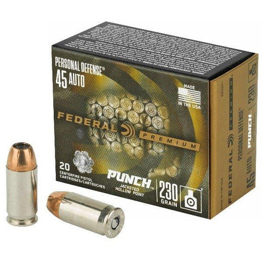 Federal Personal Defense, Punch, 45 ACP, 230Gr, Jacketed Hollow Point, 20 Round Box PD45P1 - INVTACTICAL