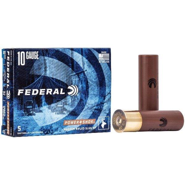 Federal PowerShok Ammunition, 10Ga 3.5", 1.75oz, Rifled Slug Hollow Point,5 Round Box F103FRS (10 BXS PER CASE) - INVTACTICAL