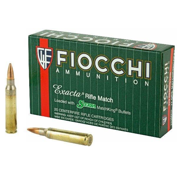 Fiocchi Ammunition Rifle, 223 Remington, 77 Grain, Hollow Point Boat Tail Match King, 20 Round Box 223MKD - INVTACTICAL