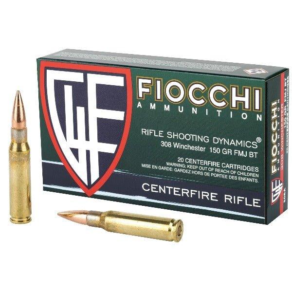 Fiocchi Ammunition Rifle, 308WIN, 150 Grain, Full Metal Jacket Boat Tail, 20 Round Box 308A - INVTACTICAL