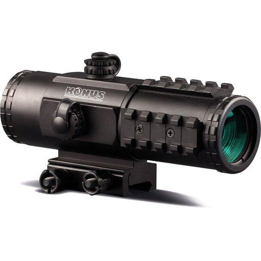 Konus SightPro, PTS2 Dot Site, Rifle Scope, 3X30mm, 30mm Tube, 2.8 MOA Illuminated Semi Circle and Dot BDC Reticle, Matte Black Finish, Includes Lens Covers and Cleaning Cloth 7203 - INVTACTICAL