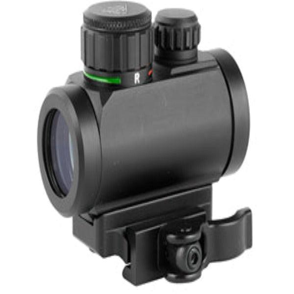 Leapers, Inc. - UTG Instant Target Aiming Sight, 2.6", 30mm, Fits Picatinny, Black, Red/Green CQB Micro Dot, w/Integral QD Mount SCP-DS3026W - INVTACTICAL