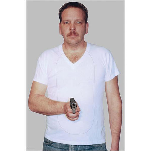 Man in T-Shirt w/ Gun Split Second Target - INVTACTICAL