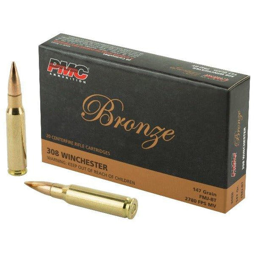 PMC Bronze, 308 Winchester, 147 Grain, Full Metal Jacket, 20 Round Box 308B - INVTACTICAL