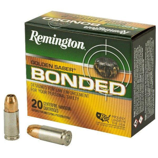 Remington Golden Saber, 9MM, 124 Grain, Brass Jacketed Hollow Point Bonded, 20 Round Box 29341 - INVTACTICAL