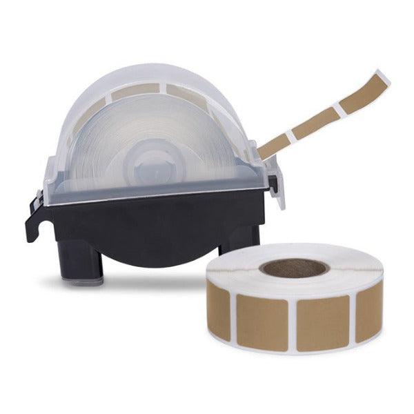 Roll of 1000 7/8" Square Target Pasters with Plastic Dispenser (Brown) - INVTACTICAL