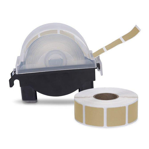 Roll of 1000 7/8" Square Target Pasters with Plastic Dispenser (Buff) - INVTACTICAL