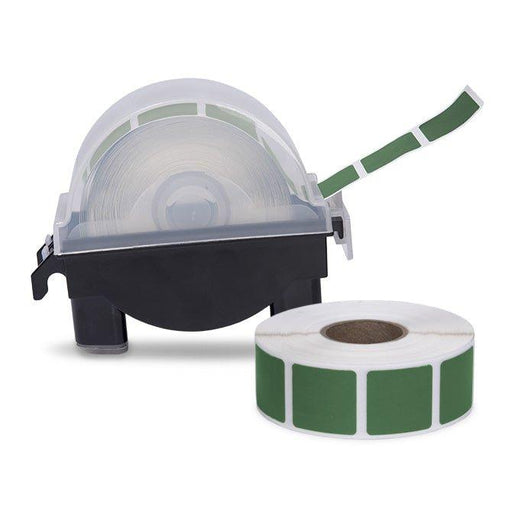 Roll of 1000 7/8" Square Target Pasters with Plastic Dispenser (Green) - INVTACTICAL