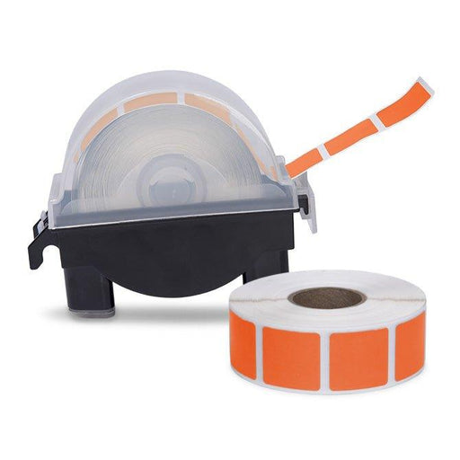 Roll of 1000 7/8" Square Target Pasters with Plastic Dispenser (Orange) - INVTACTICAL