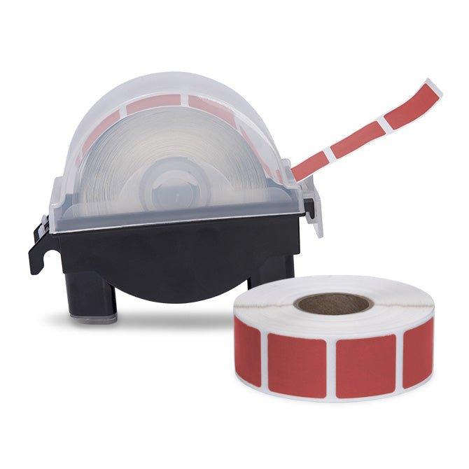 Roll of 1000 7/8" Square Target Pasters with Plastic Dispenser (Red) - INVTACTICAL