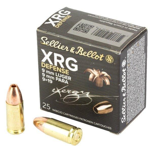 Sellier & Bellot XRG, 9MM, 100 Grain, Jacketed Hollow Point, 25 Round Box SB9XA (40 BXS PER CASE) - INVTACTICAL
