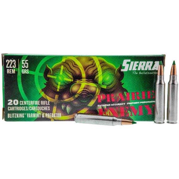 Sierra Bullets Prairie Enemy, 223 Remington, 55Gr, BlitzKing, 20 Round Box A1455--09 - INVTACTICAL