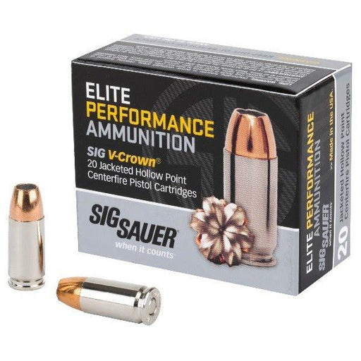 Sig Sauer Elite Performance V-Crown, 9MM, 147 Grain, Jacketed Hollow Point, 20 Round Box E9MMA3-20 - INVTACTICAL