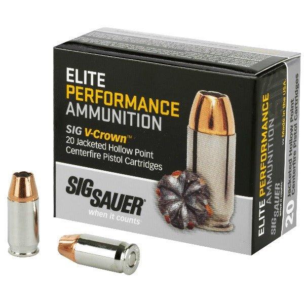 Sig Sauer Elite Performance V-Crown Ammunition, 380ACP, 90 Grain, Jacketed Hollow Point, 20 Round Box E380A1-20 - INVTACTICAL