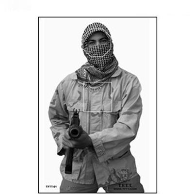 Tactical Firearms Training Team Terrorist Target - Man w/ Rifle (B&W) - INVTACTICAL