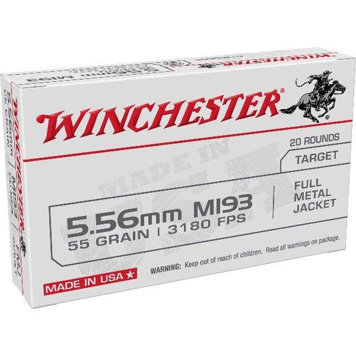 Winchester Ammunition M193, 556NATO, 55 Grain, Full Metal Jacket, 20 Round Box WM193K - INVTACTICAL