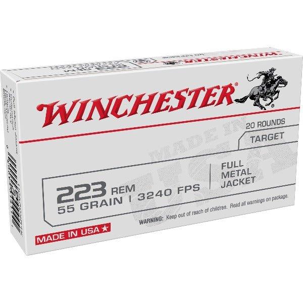 Winchester Ammunition USA Target, 223 Remington, 55 Grain, Full Metal Jacket, 20 Round Box W223K - INVTACTICAL